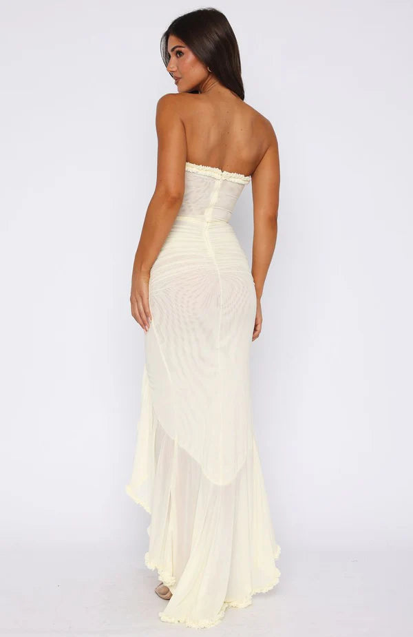 Mesh Maxi Dress - Pale Citron