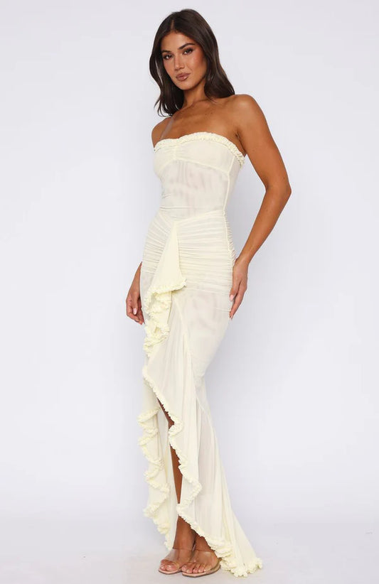 Mesh Maxi Dress - Pale Citron